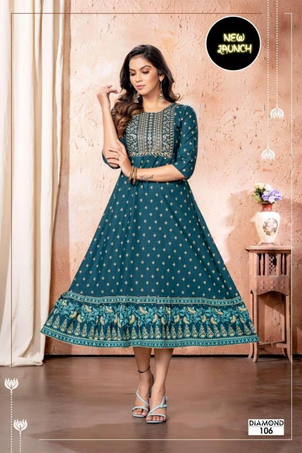 Golden Diamond Rayon Exclusive Fancy  Designer long Kurti Collection